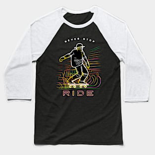 Skateboard Rider Quotes: Minimalist Line Art Design Baseball T-Shirt